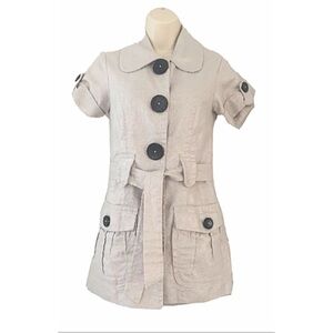 KENSIE XS Linen Silver Coated Met Military Jacket